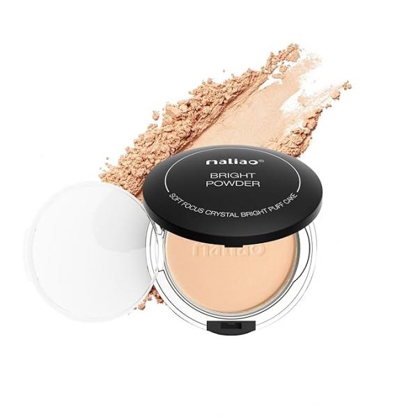 MALIAO Bright Powder Soft Focus Crystal Bright Puff Cake - Illuminate Your Beauty with a Crystal Finish (NATURAL BEIGE) 03
