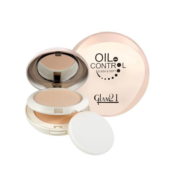 Glam21 Oil Control Sleek & Soft 2-in-1 Compact Powder 20g| Sweat & Waterproof Long Lasting Makeup with Vitamins E & C| Golden Rush-03