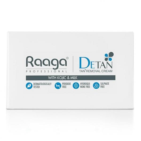 Raaga Professional De-Tan Pack with Kojic, Lactic Acid & Arbutin | Tan Removal Cream | Dermatologically Tested, Peroxide, Hydroquinone & Sulphate Free- 12g x 6 (72gm)