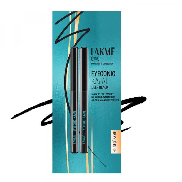 LAKMÉ Eyeconic Black Kajal 0.35 g Matte Kohl Liner in a Twist Up Pencil - Waterproof, Smudge Proof & Long Lasting Eye Makeup