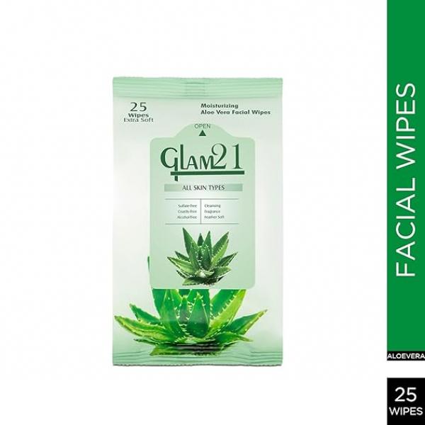 Glam21 Facial Wipes | Super-Soft & Moisturizing | With Aloe Vera Extracts | Clean Dust & Dirt Particles | 25 PCS per set ( Set of 3 )