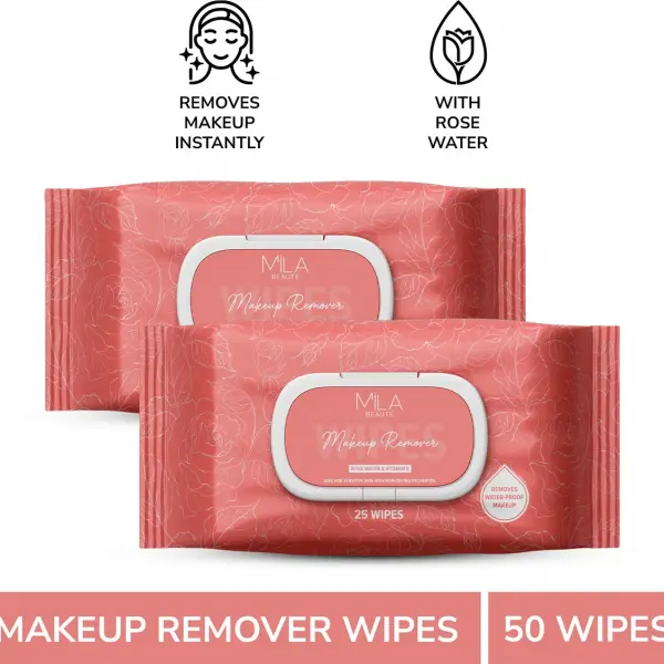 MILA BEAUTÉ Makeup Remover Wipes I Removes Waterproof Makeup For Eyes, Face & Lips | Makeup Remover (100 Wipes)