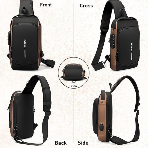 Bag For Men & Women Shoulder Bag USB charging bag Charging backpack with power bank Tech port Backpack