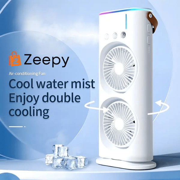 Portable Fan – Double Ended Spray Fan, Desk Fan with Mist Spray, Travel Cooler Fan, Water Misting Fan, USB Rechargeable Mini Desktop Table Cooling Fan for Office, Mist Fan with Water Spray